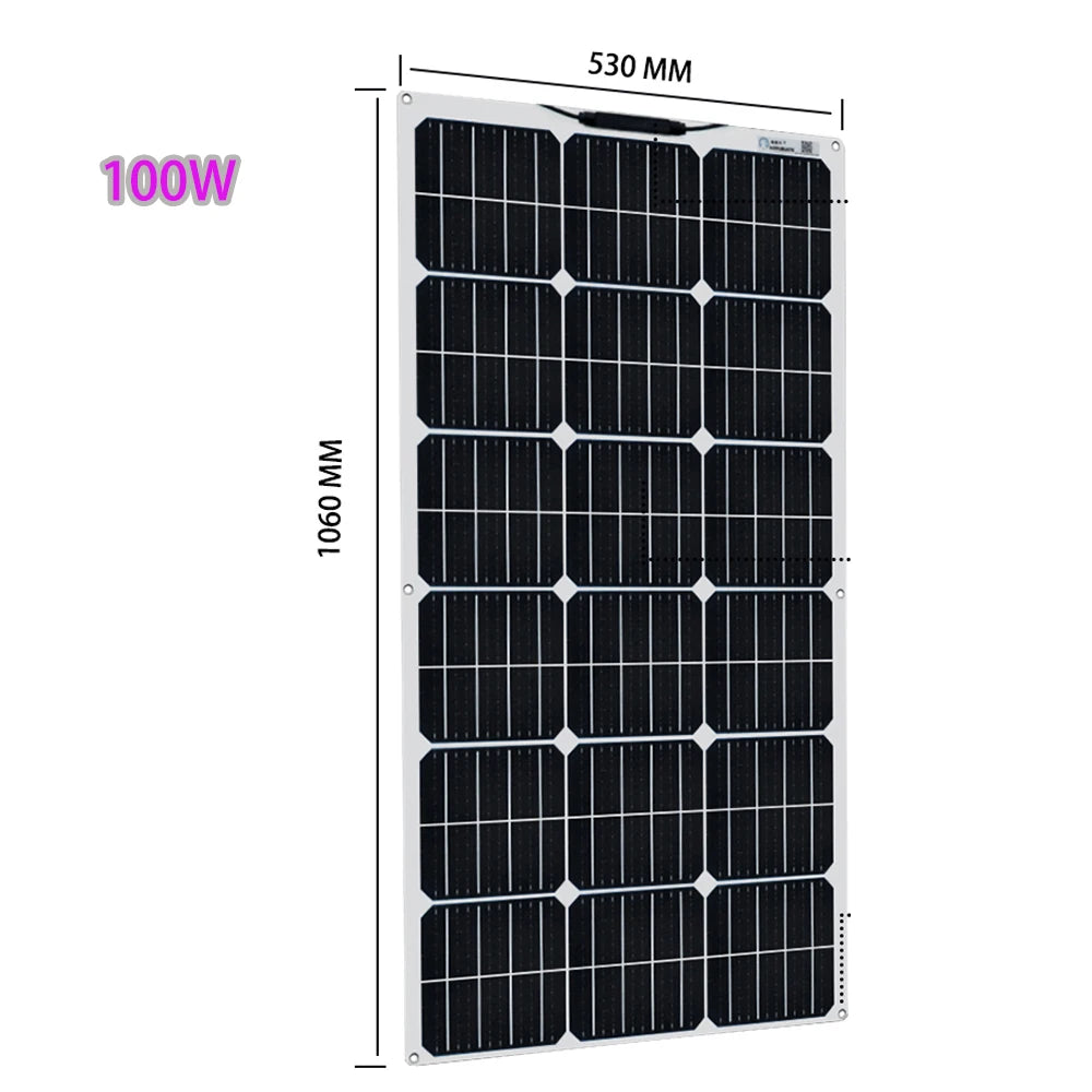 100w Flexible_solar_panels Dimension - 1060mm X 530mm