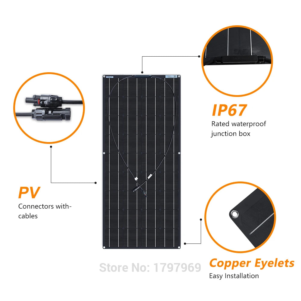 120/240W Flexible Solar Panel kit specification 12v