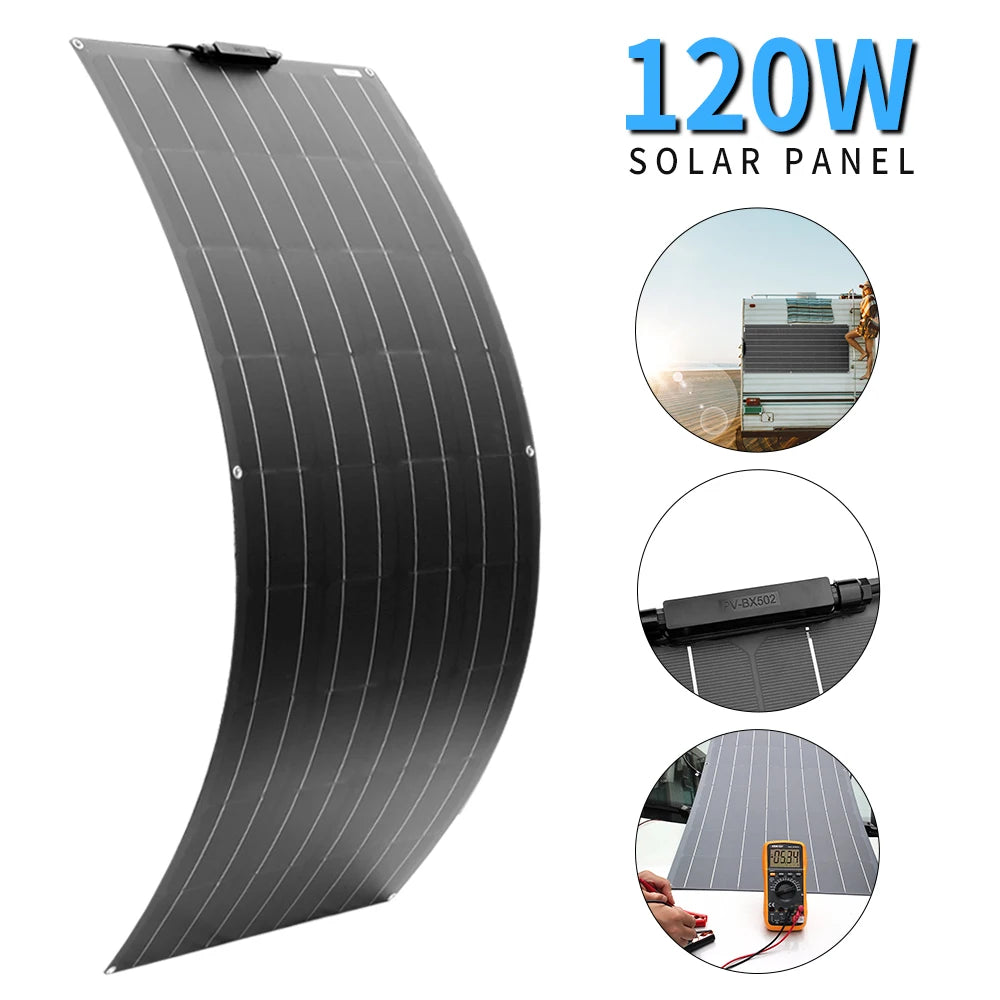 120 Flexible Solar Panel kit Photovoltaic Module Solar Power Charger 12v