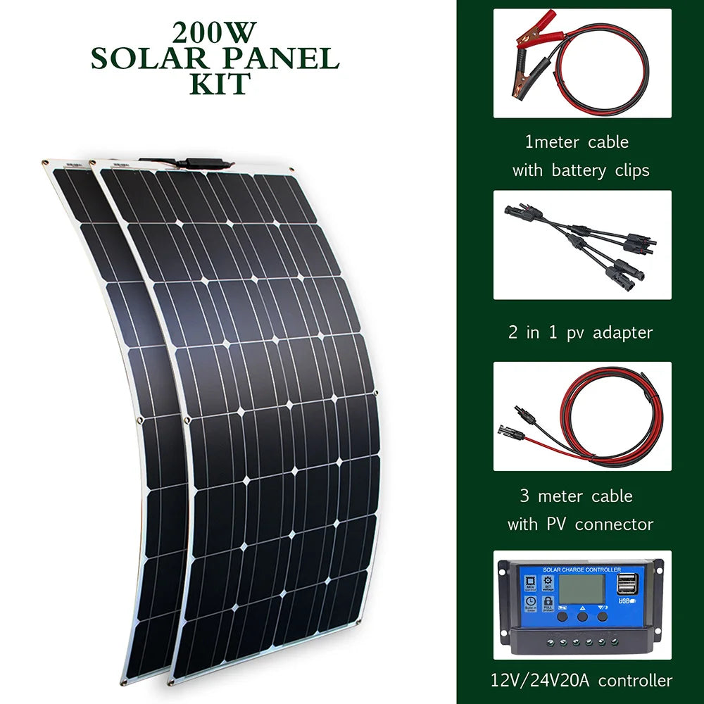 200w flexible solar panel  with inverter controller 