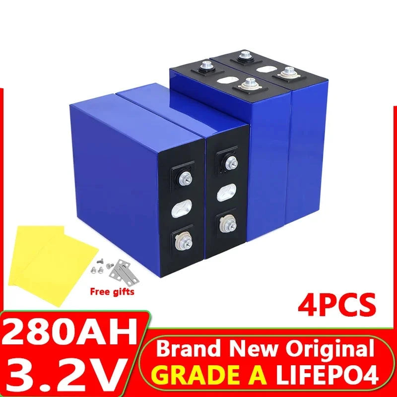 4pcs LiFePO4 280Ah Battery 3.2V -  12v/24v