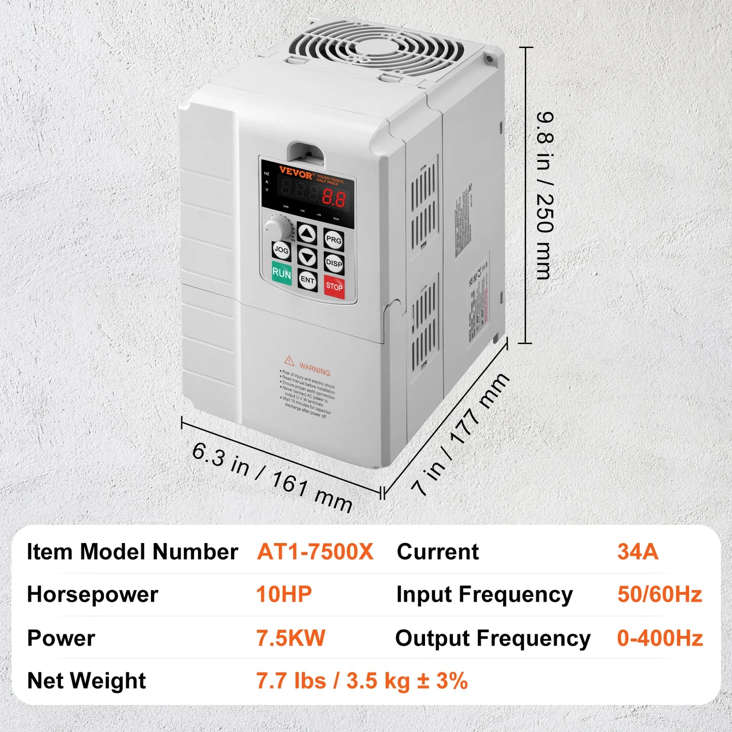 FD specifications - 7.5kw 3 Phase 220V-240V Output 