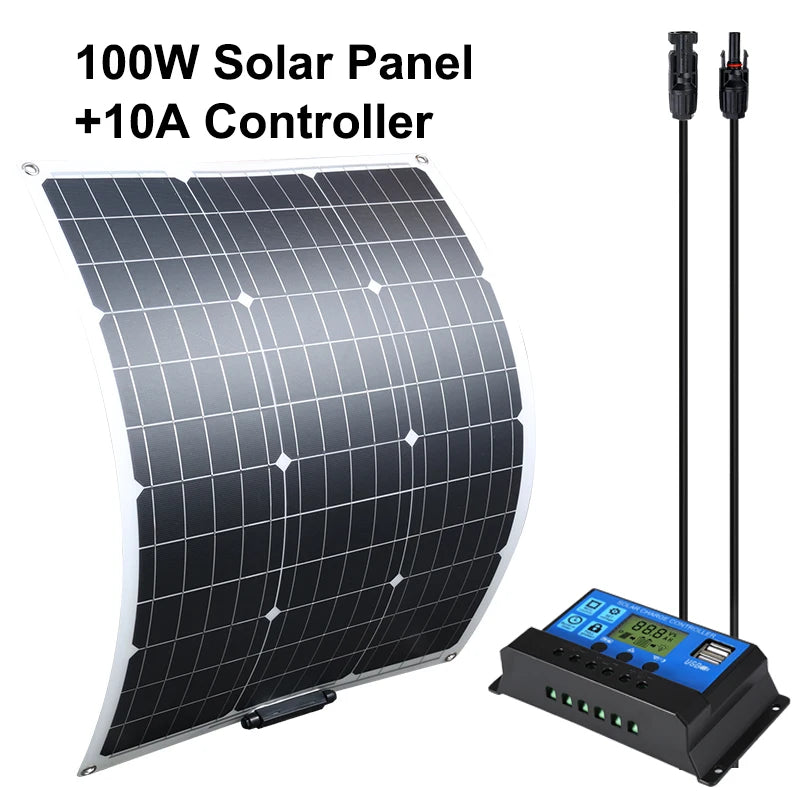 100w Solar Panel with 10A Controller