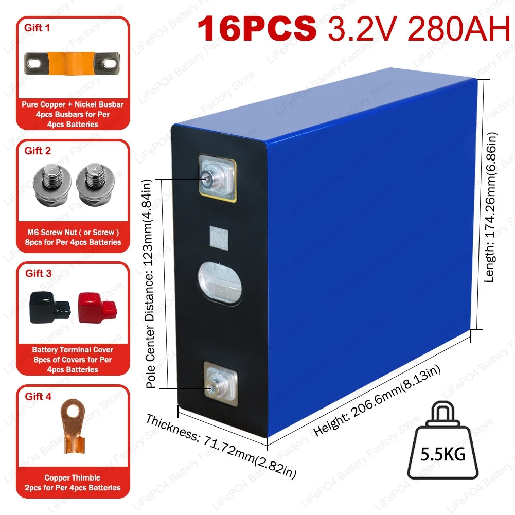 Battery Cells 3.2V 280AH specification 16PCS