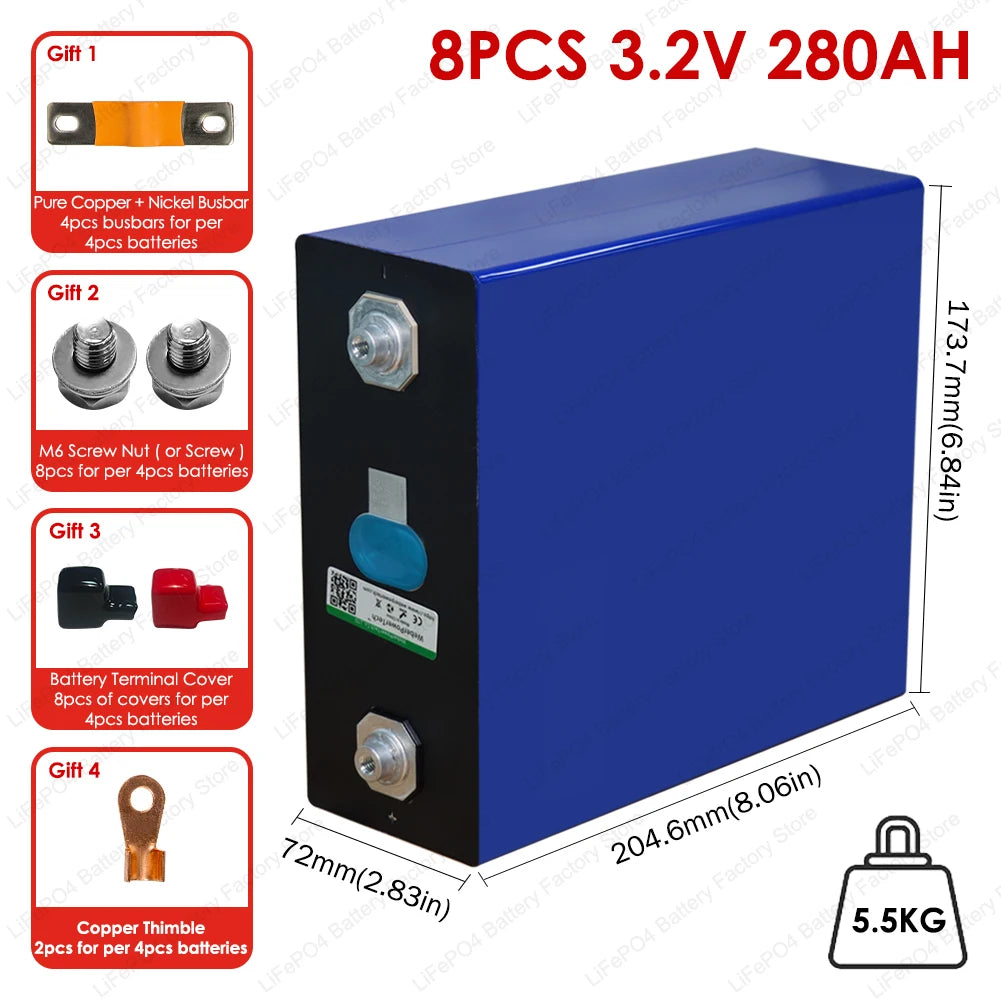 Battery Cells 3.2V 280AH specification 8PCS