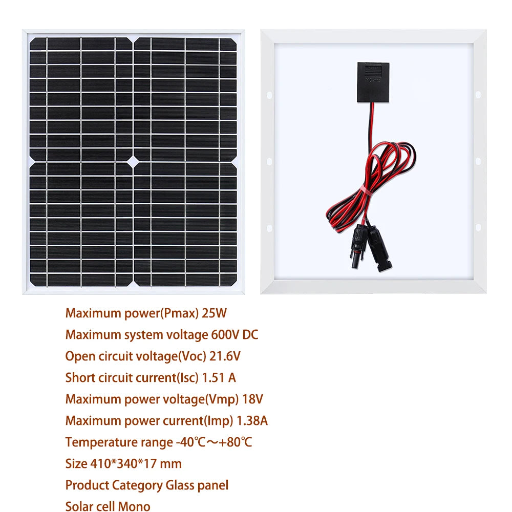 25W solar panel kit specification