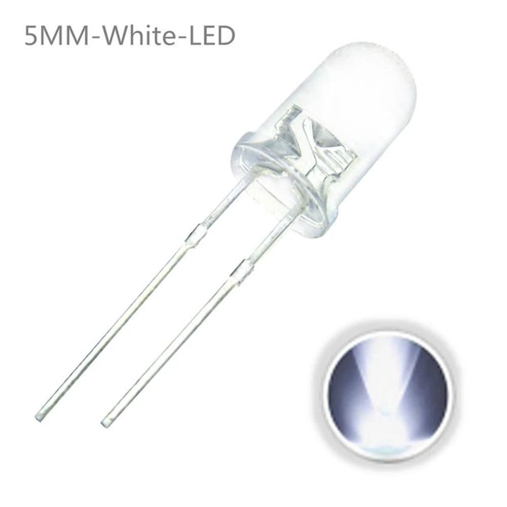 100PCS/lot F5 5MM Round - White LED Diode