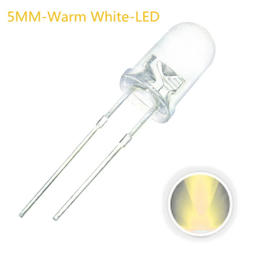 100PCS/lot F5 5MM Round - warm white Diode