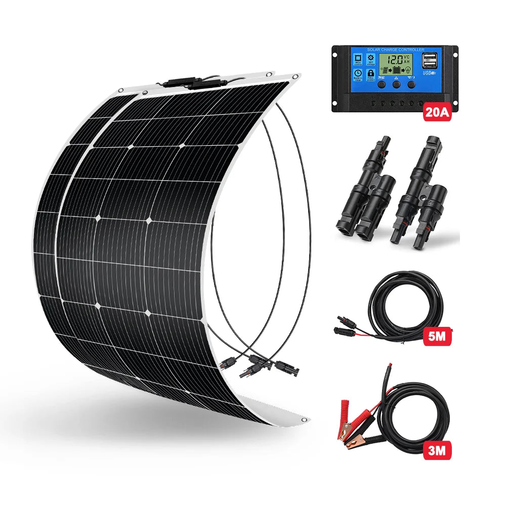 Solar Panel - Flexible with cables & extensions 