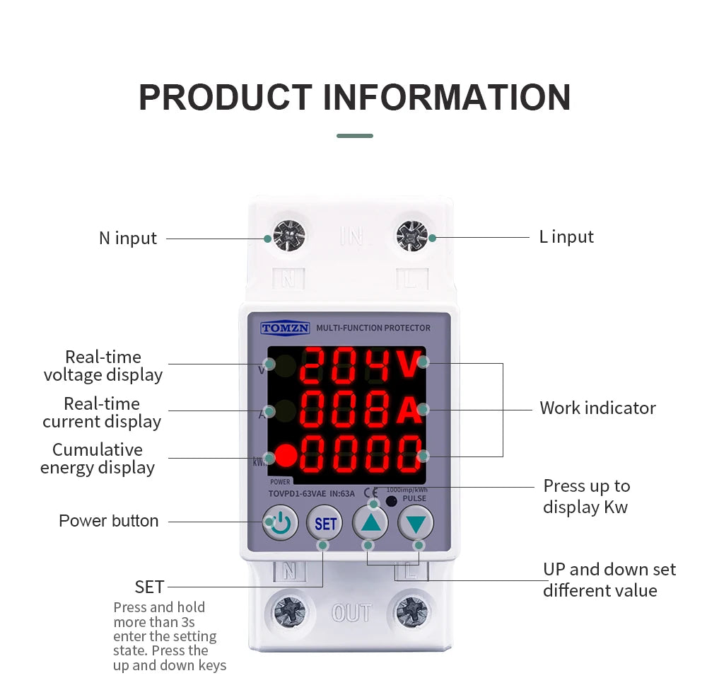 Din Rail Dual Display - Protection Relay description display