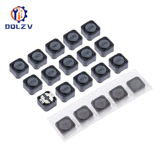 Set of electronic components on a white background with DOLZV branding.