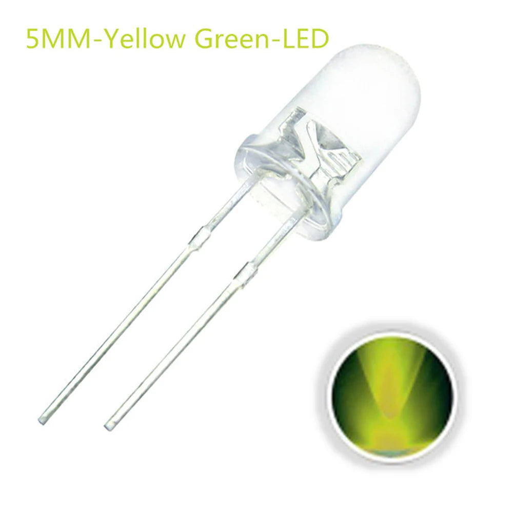 100PCS/lot F5 5MM Round - Yellow Green LED Diode