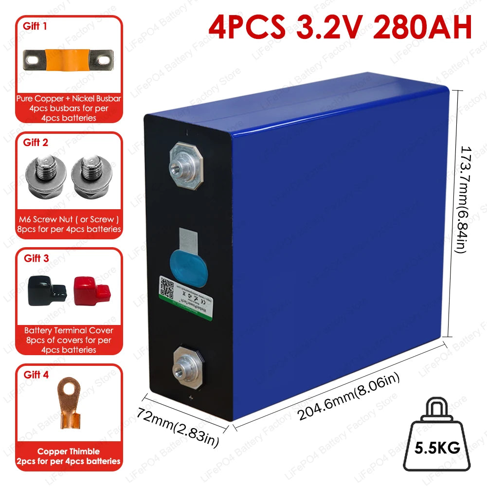 Battery Cells 3.2V 280AH specification 4PCS