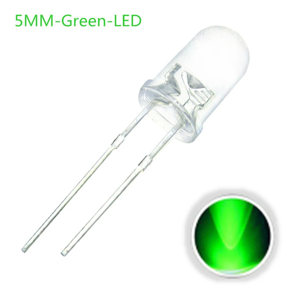 100PCS/lot F5 5MM Round - Green LED Diode