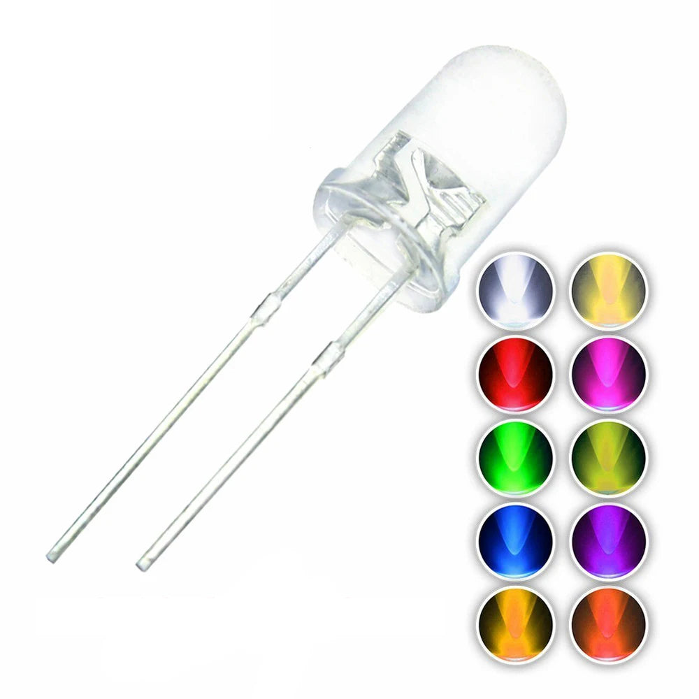 100PCS/lot F5 5MM Round - MIX 10 colours Diode