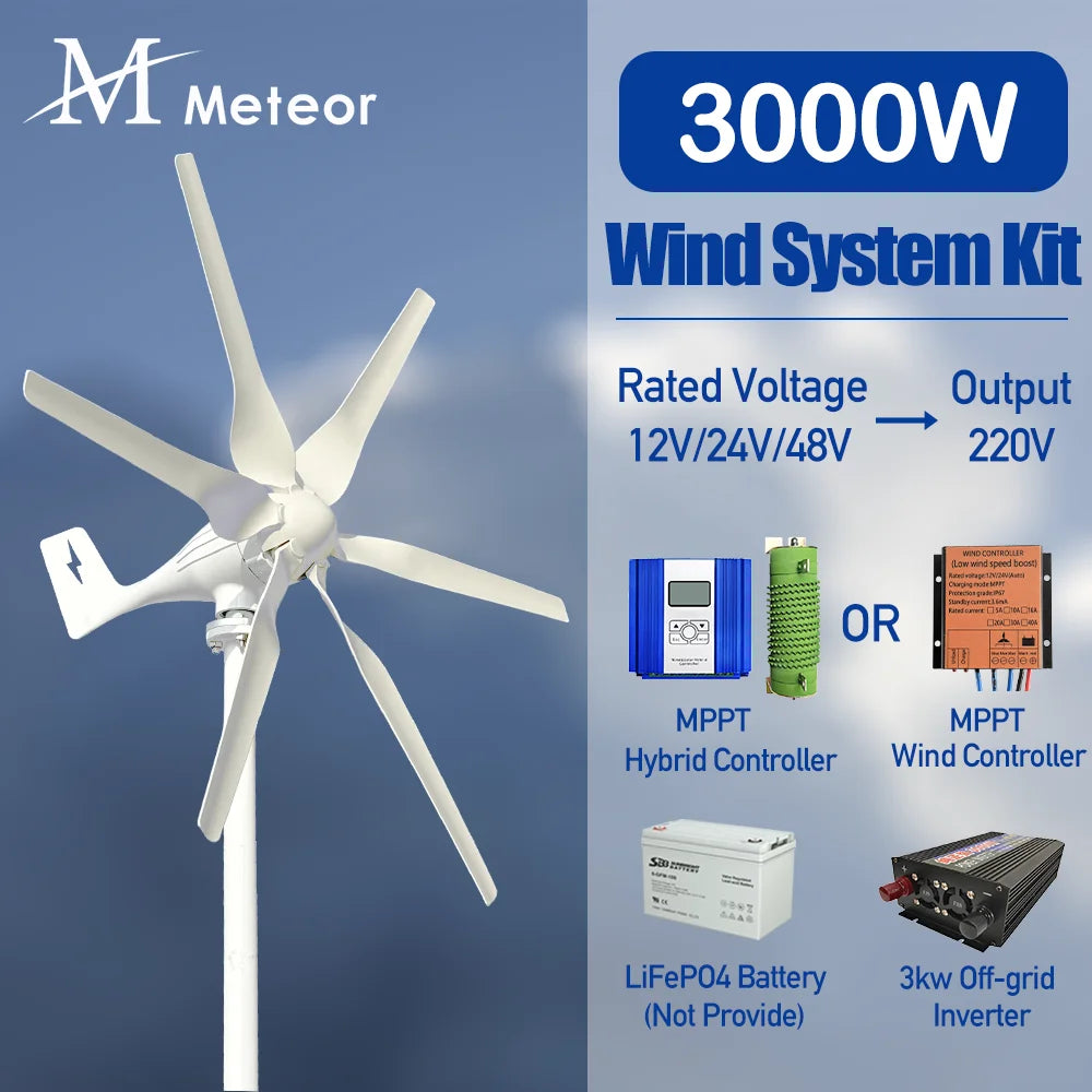 3000W Wind Turbin2000W/3000W Wind Turbine Generator System Kit Electric Generator 