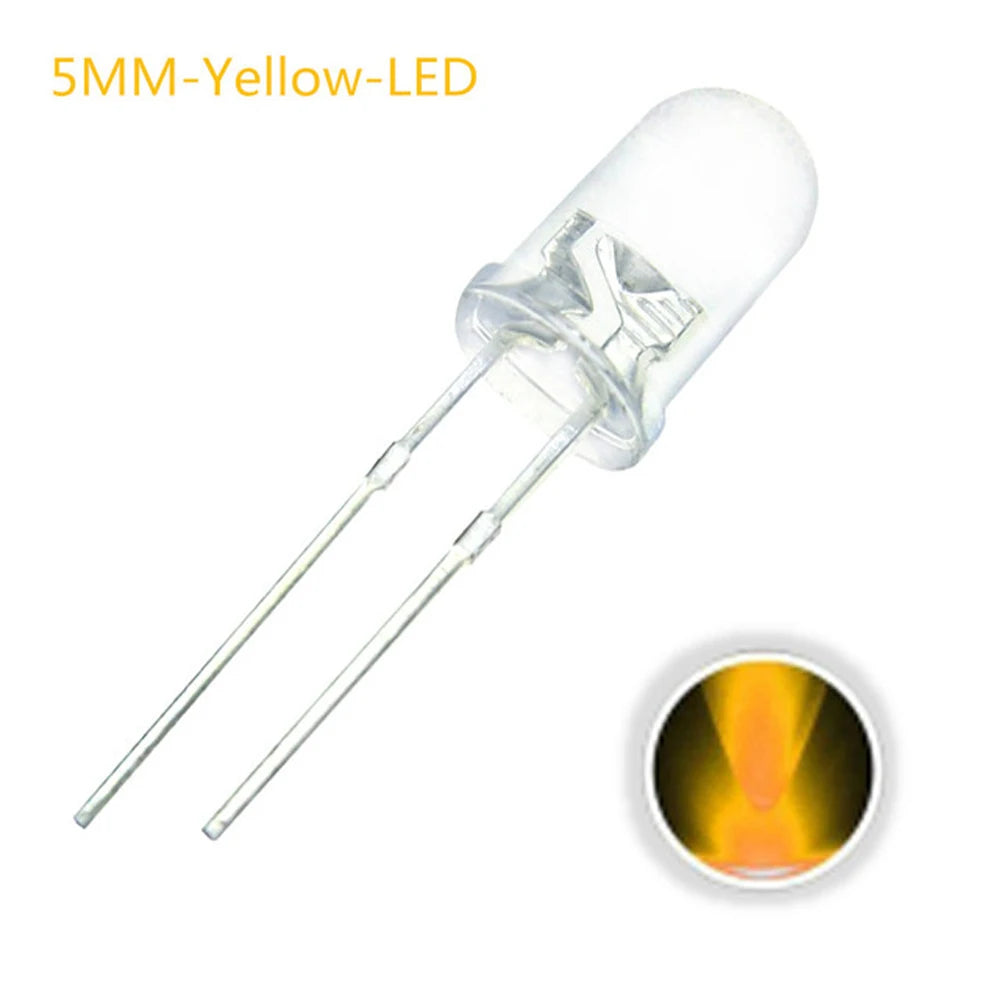 100PCS/lot F5 5MM Round - Yellow LED Diode