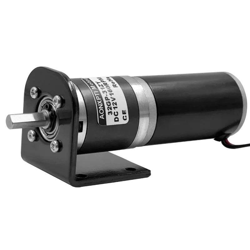 Black and silver motor with visible brand label on a white background